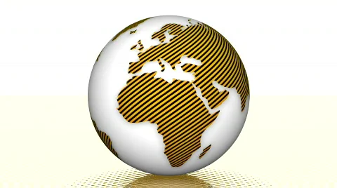 Rotated earth with colorful texture on a golden background, loop Stock Footage