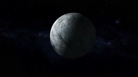 Rotated realistic original 3d Eris fictional planet on space Stock Footage 221908205