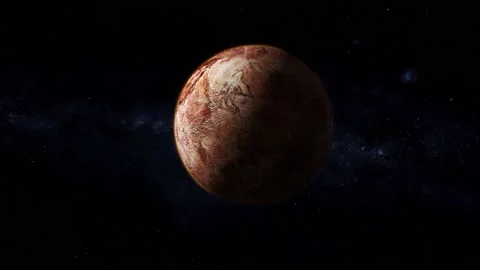 Rotated realistic original 3d Makemake fictional planet on space Stock Footage 221908263