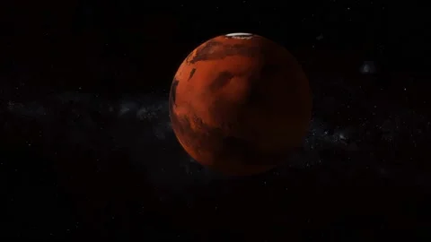 Rotated realistic original 3d Mars planet on space Stock Footage 221908264