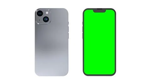 Rotated smartphone mockup front side with blank white screen and smartphone b Stock Illustration