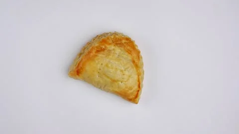 Rotated Tuna Bread Pie On White Background Stockbeeldmateriaal 247478565