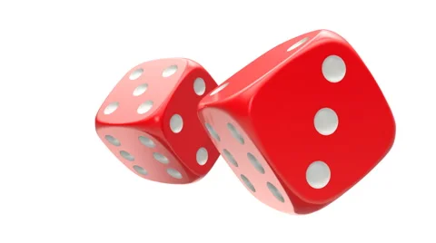Rotated two red dice, seamlessly loopable with alpha mask Stock Footage 63793110
