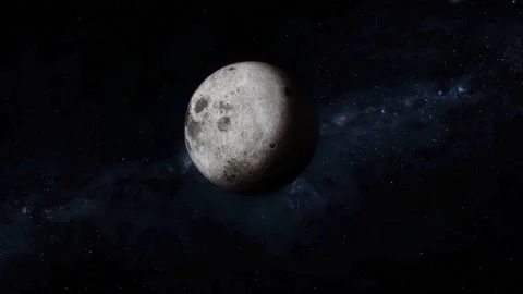 Rotated viewing 3d Moon realistic planet Stock Footage 221908614