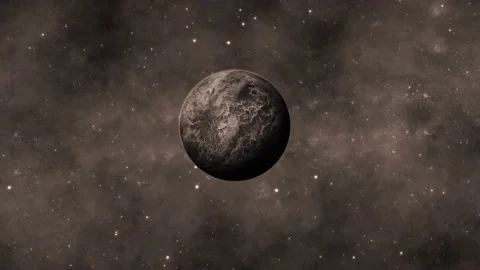 Rotated viewing zoom in 3d Ceres fictional realistic planet Vidéo 225315440