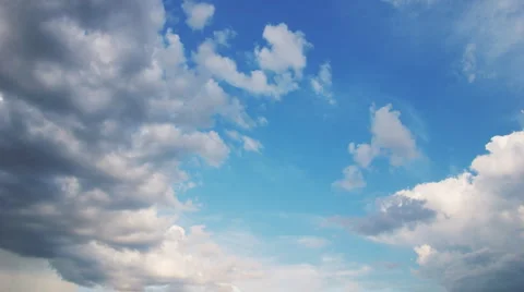 Rotated white clouds floating on blue sky - motion background Stock Footage 1182081