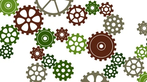 Rotating 2D gears background, colorful animation, looping with alpha channel, 4K Video stock 126888253