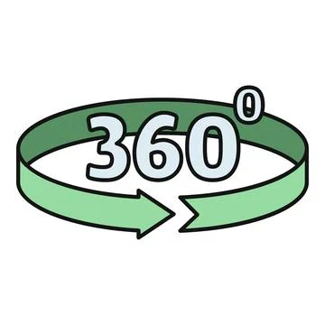 Rotating 360 degrees icon for panoramic view Stock Illustration