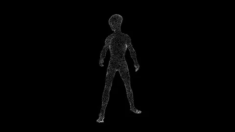 Rotating 3d alien shape with white particles on black background Stock Footage 276613008