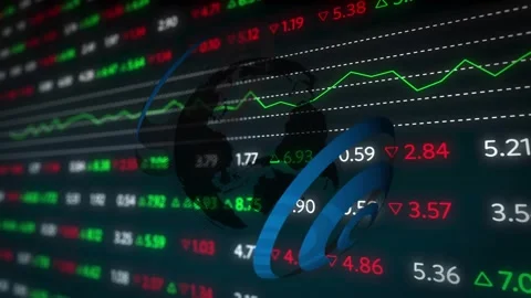 Rotating 3D blue ribbon logo wrapping core, advancing as ticker filling screen, Stock Footage 330540821