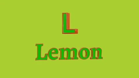 Rotating 3D characters L and Lemon, green and red-orange against a lime yel.. Stock Footage 318604192