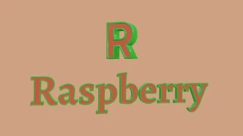 Rotating 3D characters R and Raspberry, dark red and lime green against a w.. Stock Footage 318604975
