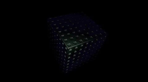 Rotating 3d cube on black background. Design. Metal cube rotates in zero gravity イラスト素材