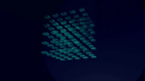 Rotating 3D cube consisting of small cubes in the light of a searchlight 스톡 동영상 74263101