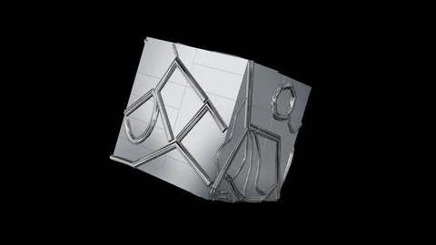 Rotating 3d cube. Looping seamless animation. Black and white alpha matte. Video stock 91724331