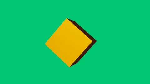 Rotating 3D Cube Orange and Brown Geometric Object on Green Background Stock Footage 343798174