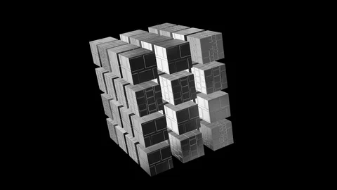 Rotating 3d cubes. Looping seamless animation. Alpha matte included. Stock Footage 91724378