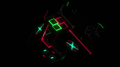 Rotating 3D cubes with neon lights Stock Footage 46364240