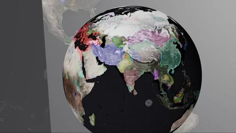 Rotating 3D Digital Globe Highlighting Global Ancient Dynasties and Historical Vídeo Stock 328937041