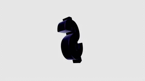 Rotating 3D Dollar Sign Symbol on Transparent Background Stockbeeldmateriaal 338031770