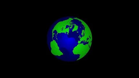Rotating 3D Earth globe with continents in neon green Video stock 342952786