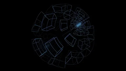 Rotating   3D  Frame Ball -   Abstract Loop Video Footage with Alpha Channel Stock Footage 71479582