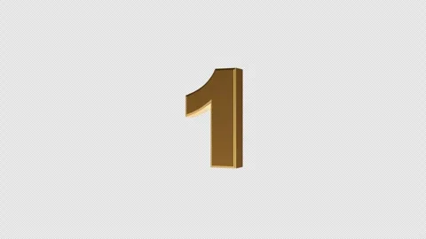Rotating 3D Gold Number 1 Animation on transparent Background. Video stock 321535563