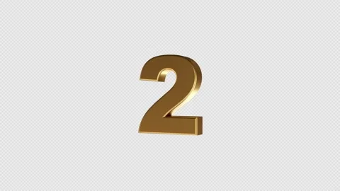 Rotating 3D Gold Number 2 Animation on transparent Background. Stock Footage 321536232