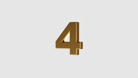Rotating 3D Gold Number 4 Animation on transparent Background. Video stock 321537817