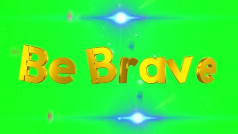 Rotating 3D Gold Text Be Brave Animation Against A Vibrant Green Screen Stock Footage 338332228