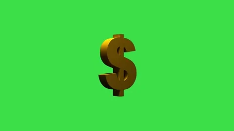 Rotating 3d golden dollar sign symbol on green screen background for finance Stock Footage 329964744