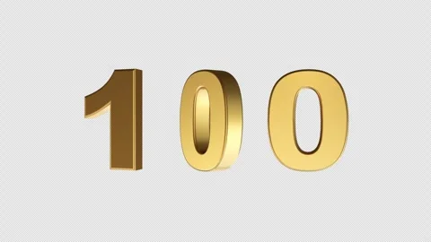 Rotating 3D Golden Number 100 Animation on transparent Background. Stock Footage 322020186