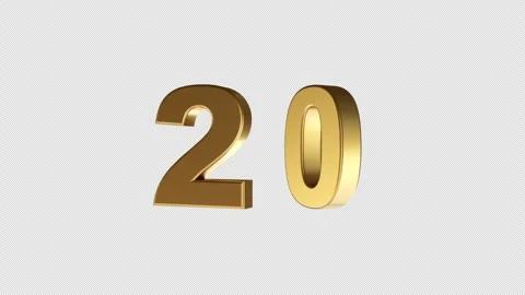 Rotating 3D Golden Number 20 Animation on transparent Background. Stock Footage 321544502