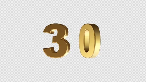 Rotating 3D Golden Number 30 Animation on transparent Background Stock Footage 321545552