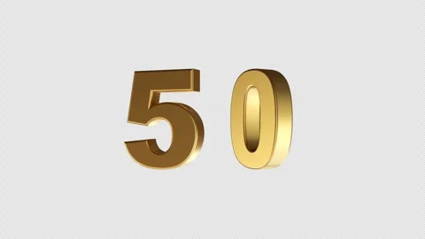 Rotating 3D Golden Number 50 Animation on transparent Background Stock Footage 321546797