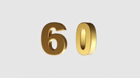 Rotating 3D Golden Number 60 Animation on transparent Background. Stock Footage 321547647