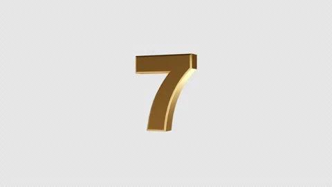 Rotating 3D Golden Number 7 Animation on transparent Background. Stock Footage 321541104