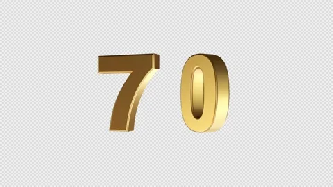 Rotating 3D Golden Number 70 Animation on transparent Background Video stock 321547567
