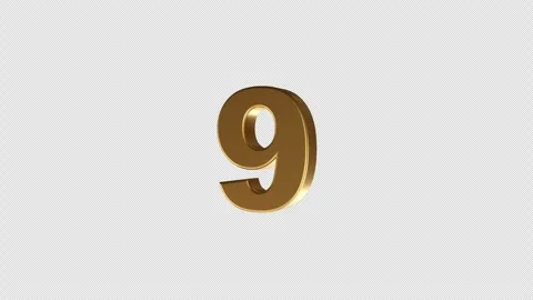 Rotating 3D Golden Number 9 Animation on transparent Background. Video stock 321543083