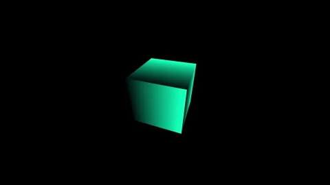 Rotating 3d green cube with glowing edges on a black background loop motion.. Vídeo Stock 343249143