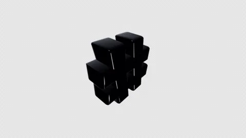Rotating 3D Hashtag Symbol on Transparent Background Stockbeeldmateriaal 338031805