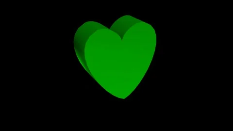Rotating 3D heart in green chromakey color for insertion on a black background Stock Footage 271254052