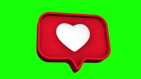 Rotating 3d like icon on green chrome key. red die with white heart. 库存影片 141946063