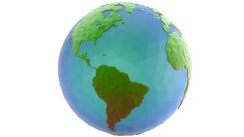 Rotating 3d low poly globe loop with alpha Видео 94969446