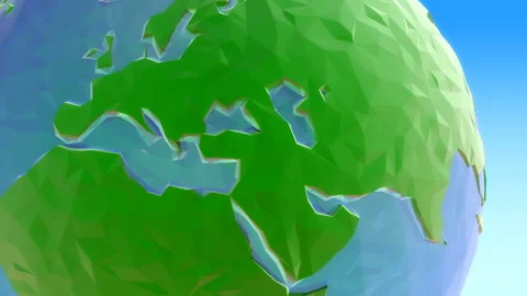 Rotating 3d low poly globe loop 2 Video stock 134336968