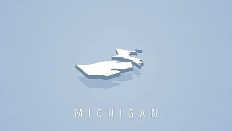 Rotating 3d michigan map animation on solid background Stock Footage 316763859