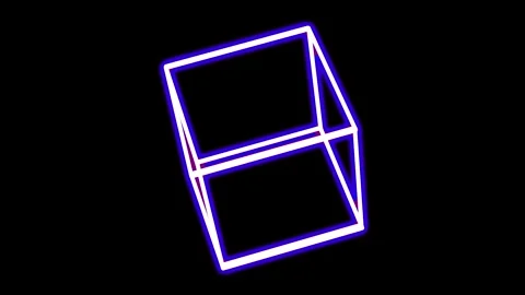 Rotating 3D Neon Wireframe Cube Loop Stock Footage 336926285