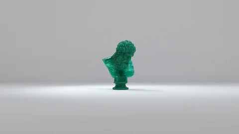 Rotating 3D Plastic Glass Statue Of Hercules Against White Gradient Background Stock Footage 112805278
