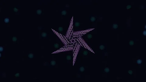Rotating 3D Purple Wireframe Star VJ Loop with Bokeh Stock Footage 340590072