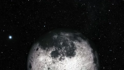 Rotating 3d Realistic Moon Planet On Space Galaxy, Moon Against Starry Nigh.. Stock Footage 315003317